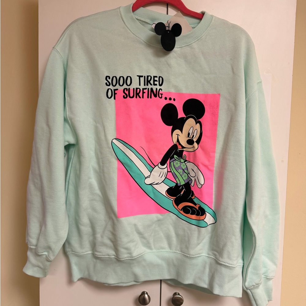 NWT Zara big boy  girl 13/14/years/womens xs Disney Mint Mickey Mouse Sweatshirt